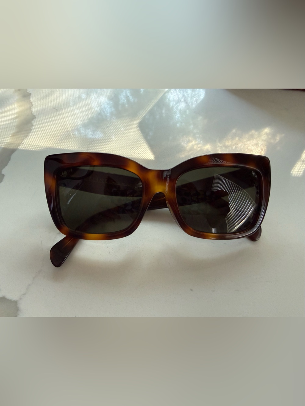 Celine Tortoiseshell Square Frame Sunglasses - Brown